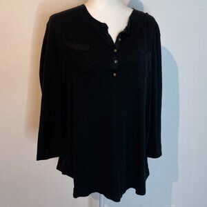 Chaps Black 3/4 Sleeve Shirt size 1X
